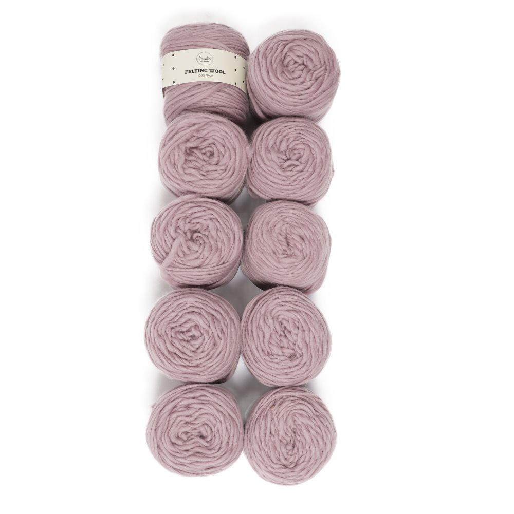 Adlibris Felting Wool 100g Dusty Pink A008 10 kpl