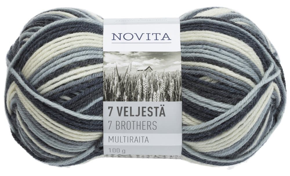 Novita 7 Bröder Multiraita Garn Ullmix 100 g, Multiraita författare 888