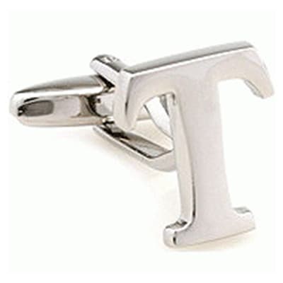 Cufflinks letter T in silver colored metal