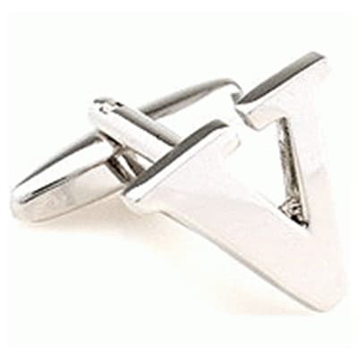 Cufflinks letter V in silver colored metal