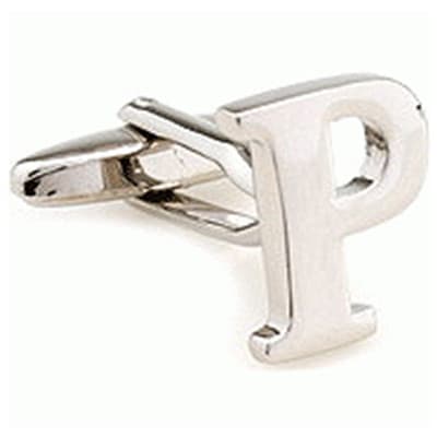 Cufflinks letter P in silver colored metal