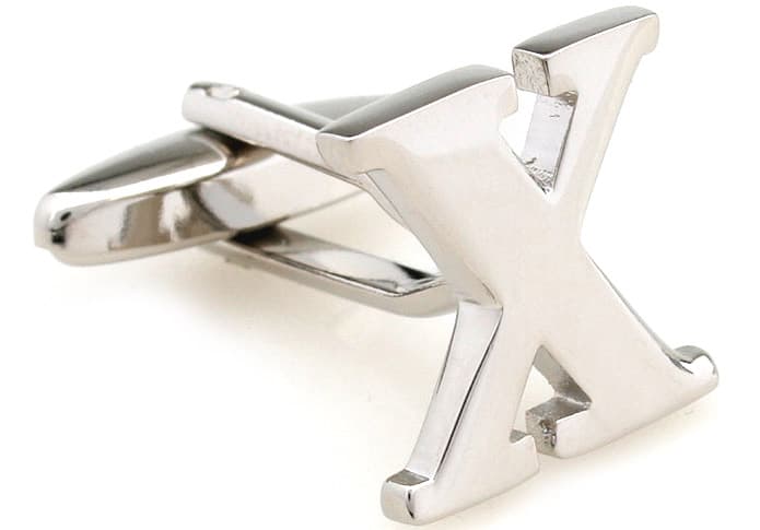 Cufflinks letter X in silver colored metal