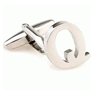Cufflinks letter Q in silver colored metal