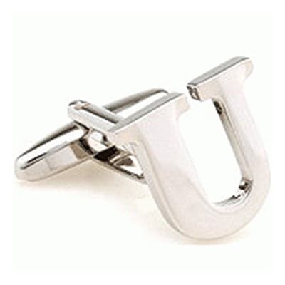 Cufflinks letter U in silver colored metal