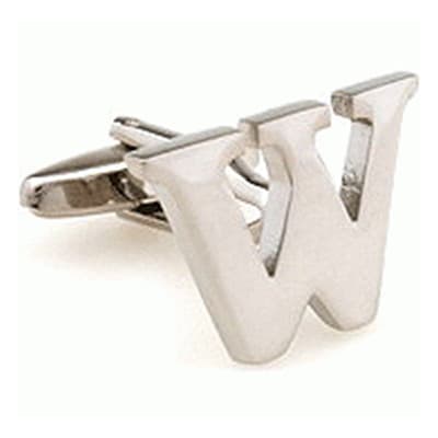 Cufflinks letter W in silver colored metal