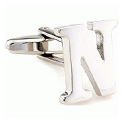 Cufflinks letter N in silver colored metal