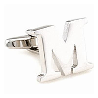 Cufflinks letter M in silver colored metal