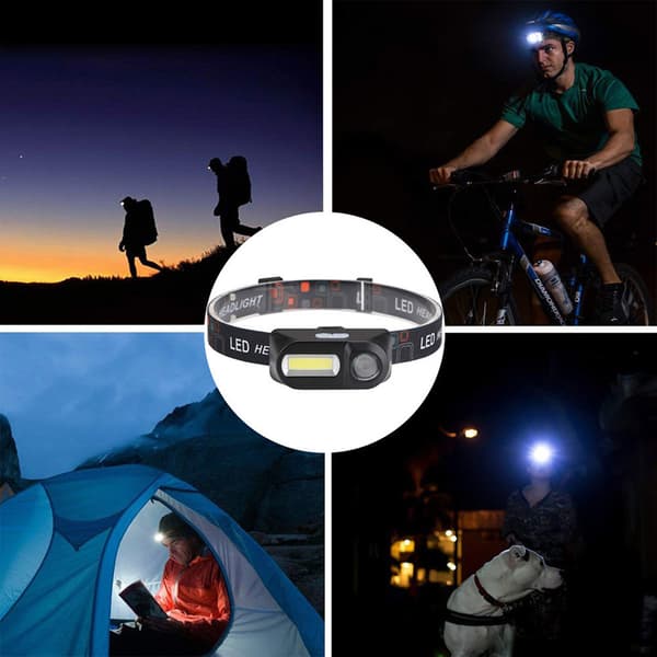 Ljusstark liten Pannlampa (COB/XPE LED) Med USB Laddning