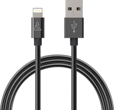 Kabel Lightning Metall Svart 1m