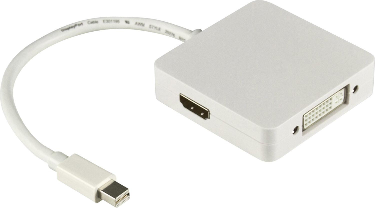 DELTACO Mini DisplayPort till DVI-I/HDMI/DisplayPort, Ultra HD i 30Hz,