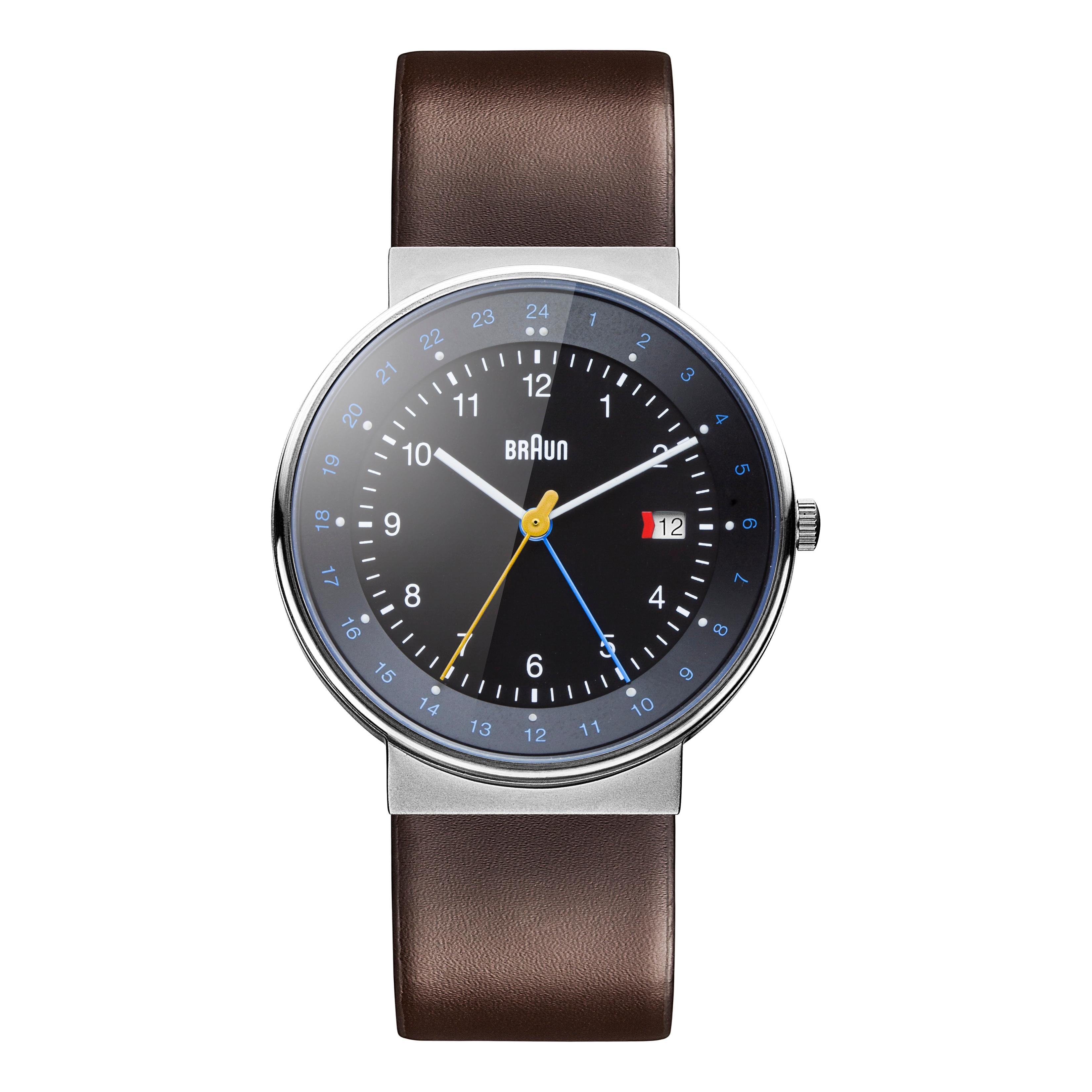 Braun Classic GMT Dual Time Watch with Leather Strap