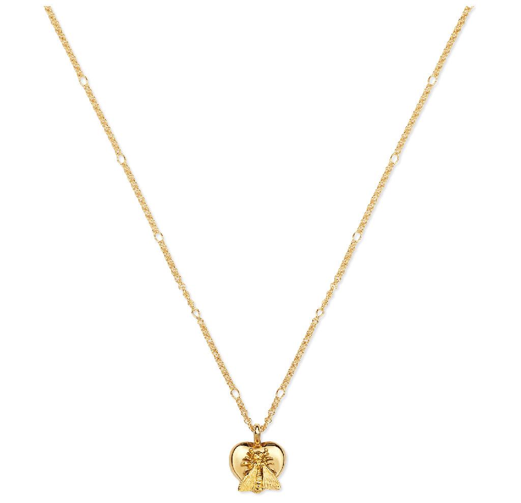 GUCCI Le Marche des Merveilles 18kt Gold Bee & Heart Halsband
