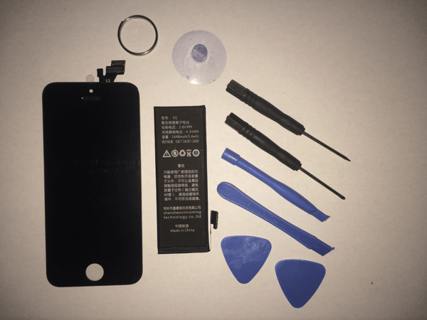 iPhone 5C LCD + Batteri/Verktyg SVART