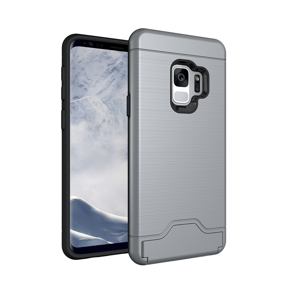 Samsung Galaxy S9+ - Elegant Skal med Plats för Kort Grå