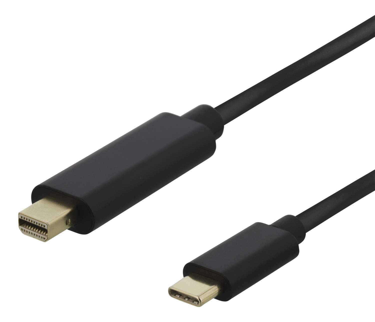 DELTACO USB-C - MiniDP kabel, 2m, 21,6 Gbit/s, 3840x2160 60Hz, svart