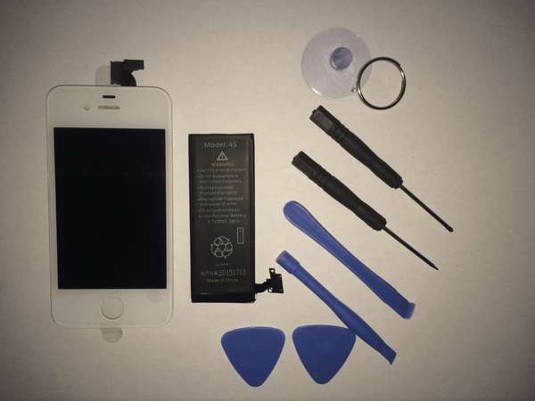iPhone 4 LCD + batteri och verktyg VIT