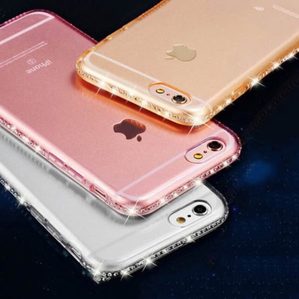 iPhone SE & iPhone 7/8 | Mjukt, Genomskinligt Skal med Strassbumper!