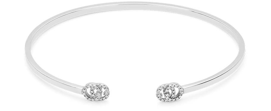 GUCCI GG Running Diamond Cuff Armband i 18kt Vitt Guld