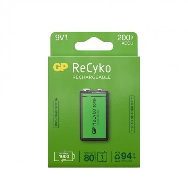 GP ReCyko Laddningsbart 9V-batteri 200mAh 1-p