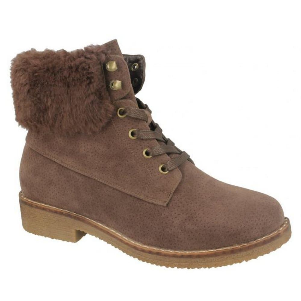 Spot On Womens/Ladies Fur Collar Ankle Boots