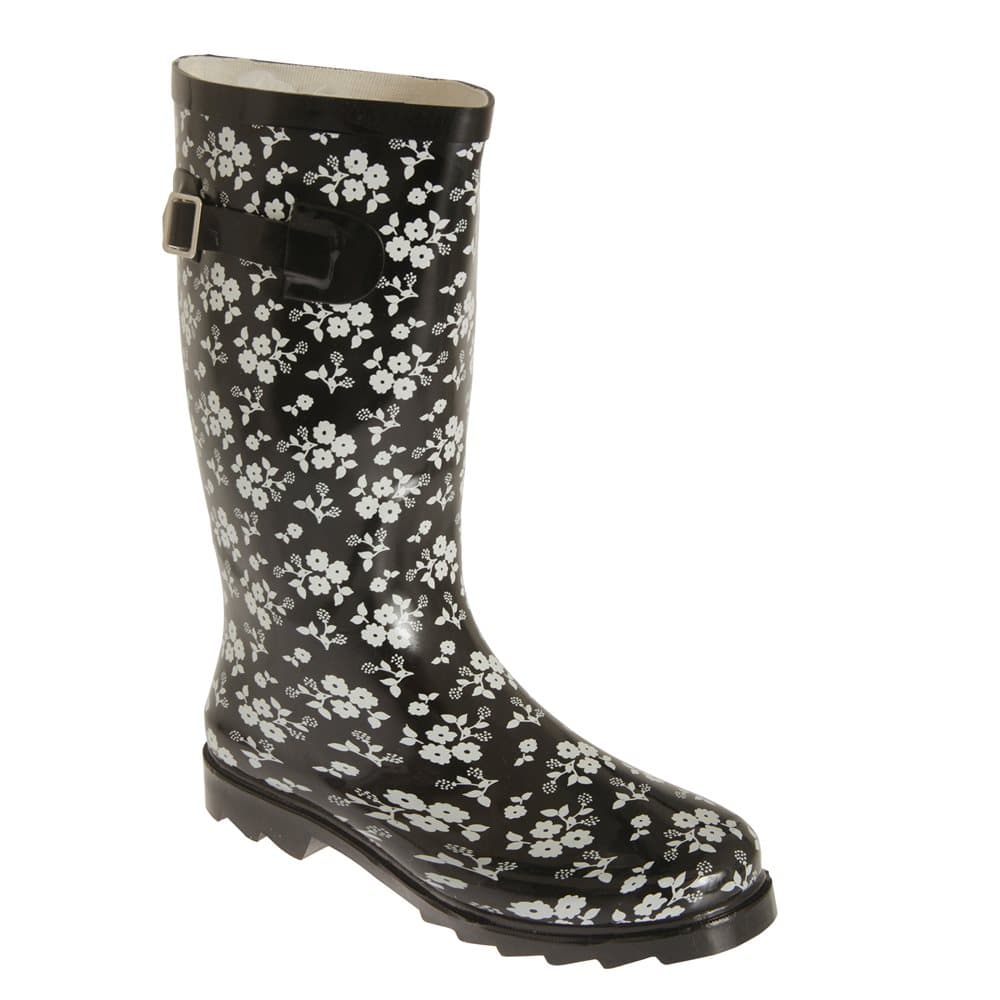 Womens/Ladies Contrast Floral Wellington Boots