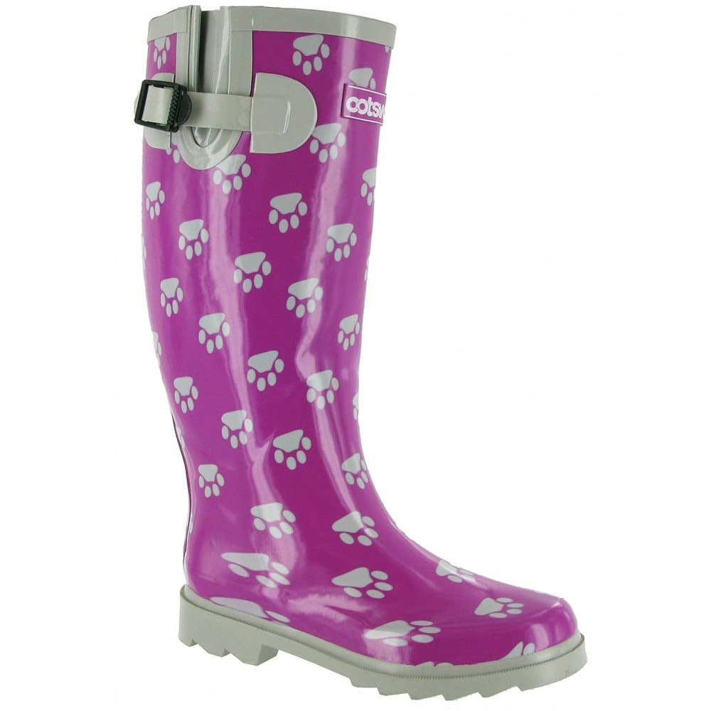 Cotswold Ladies Dog Paw Wellington / Womens Boots