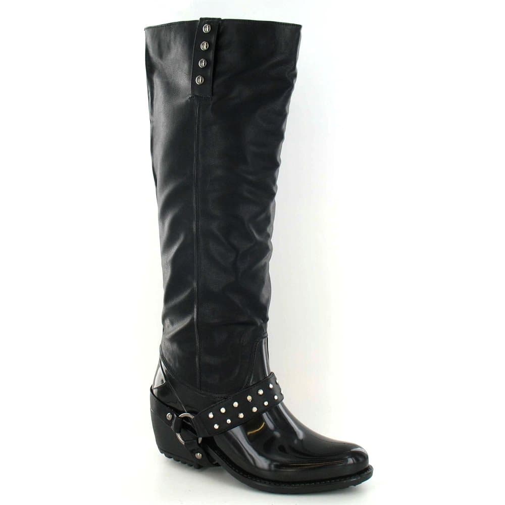Spot On Womens/Ladies Diamante Trim Ring Strap Wellington Boots