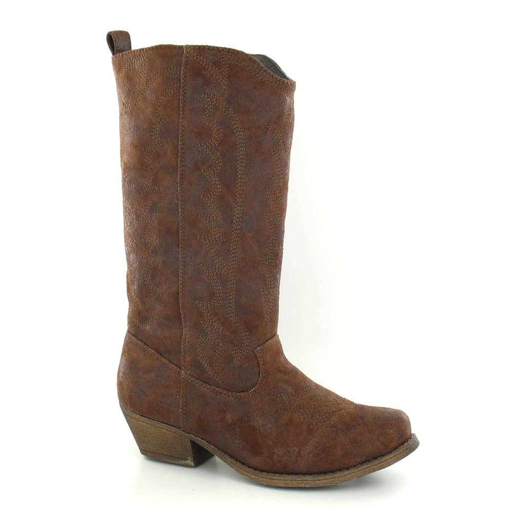 Spot On Womens/Ladies Low Cuban Heel Cowboy Boots