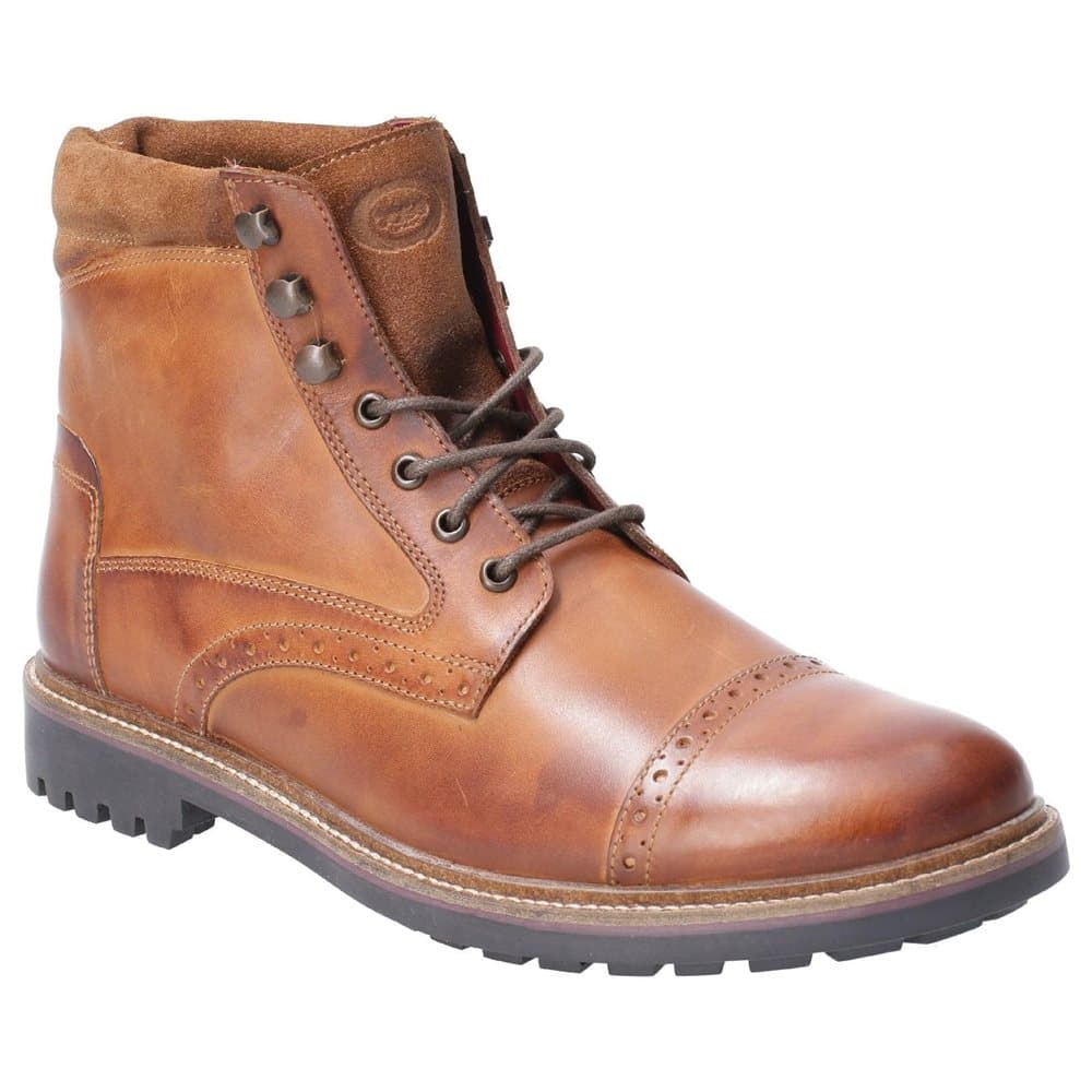 Base London Mens Quail Burnished Leather Brogue Boot