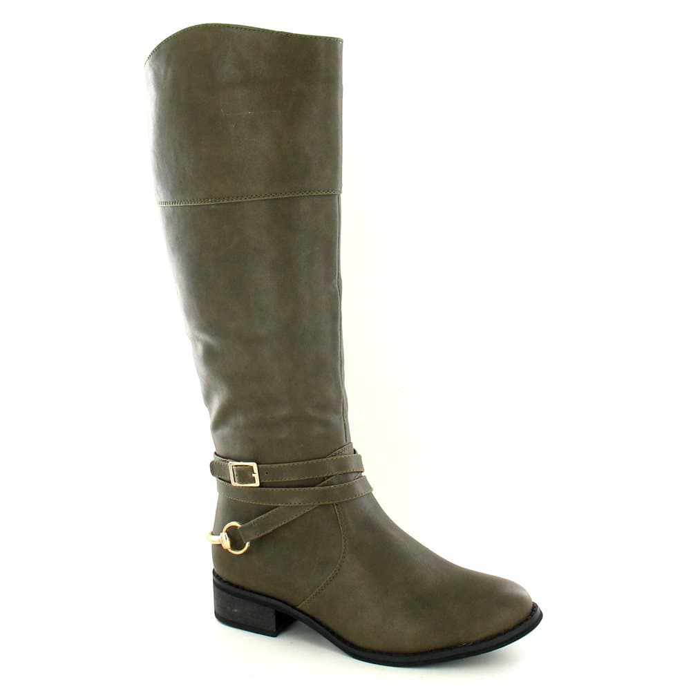 Spot On Womens/Ladies Mid Heel High Leg Boots With Buckle Straps