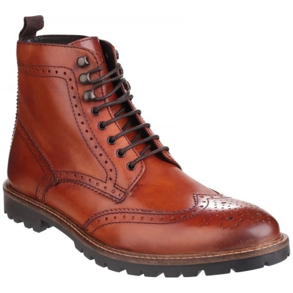 Base London Mens Troop Lace Up Leather Ankle Boot