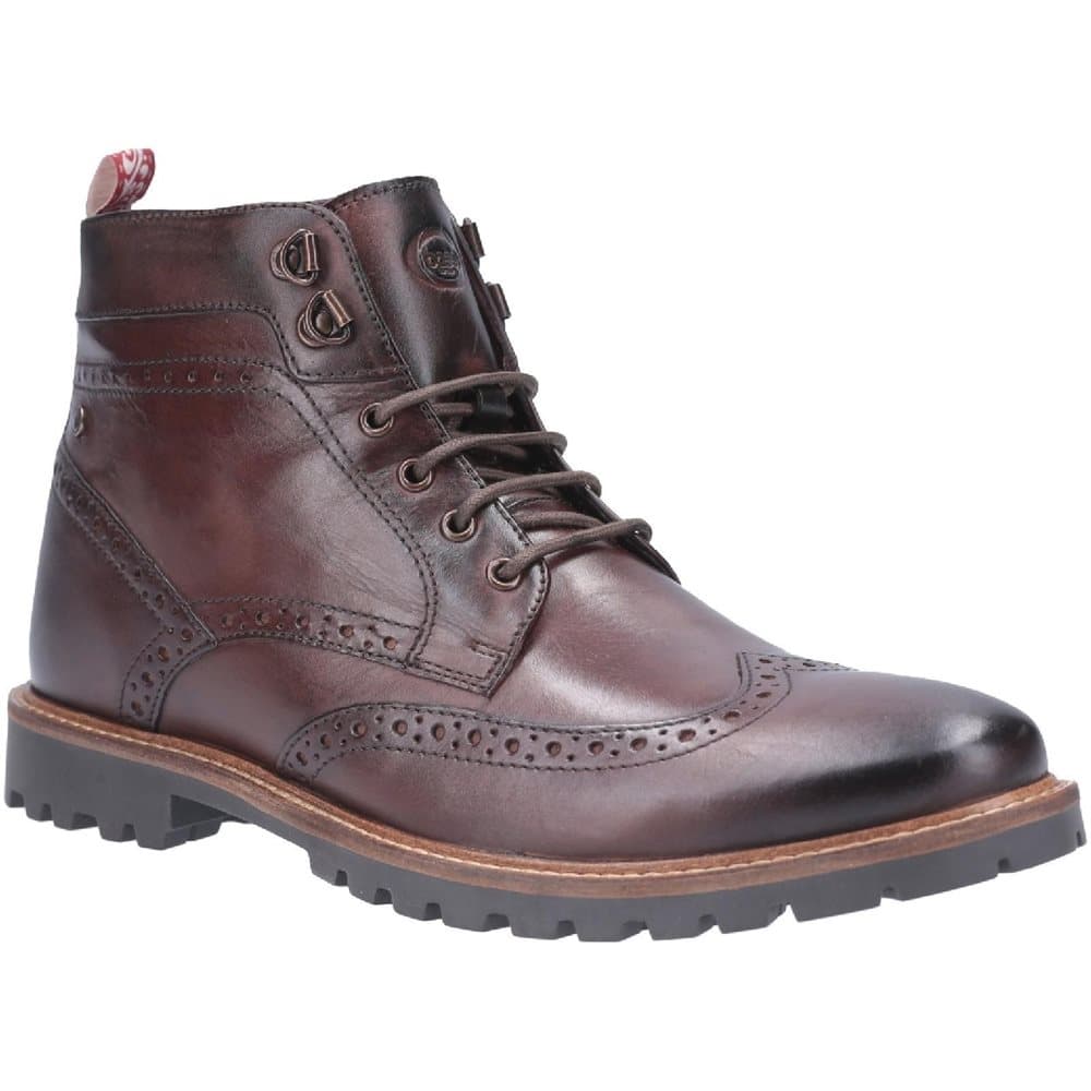 Base London Mens Bower Washed Lace Up Leather Boot