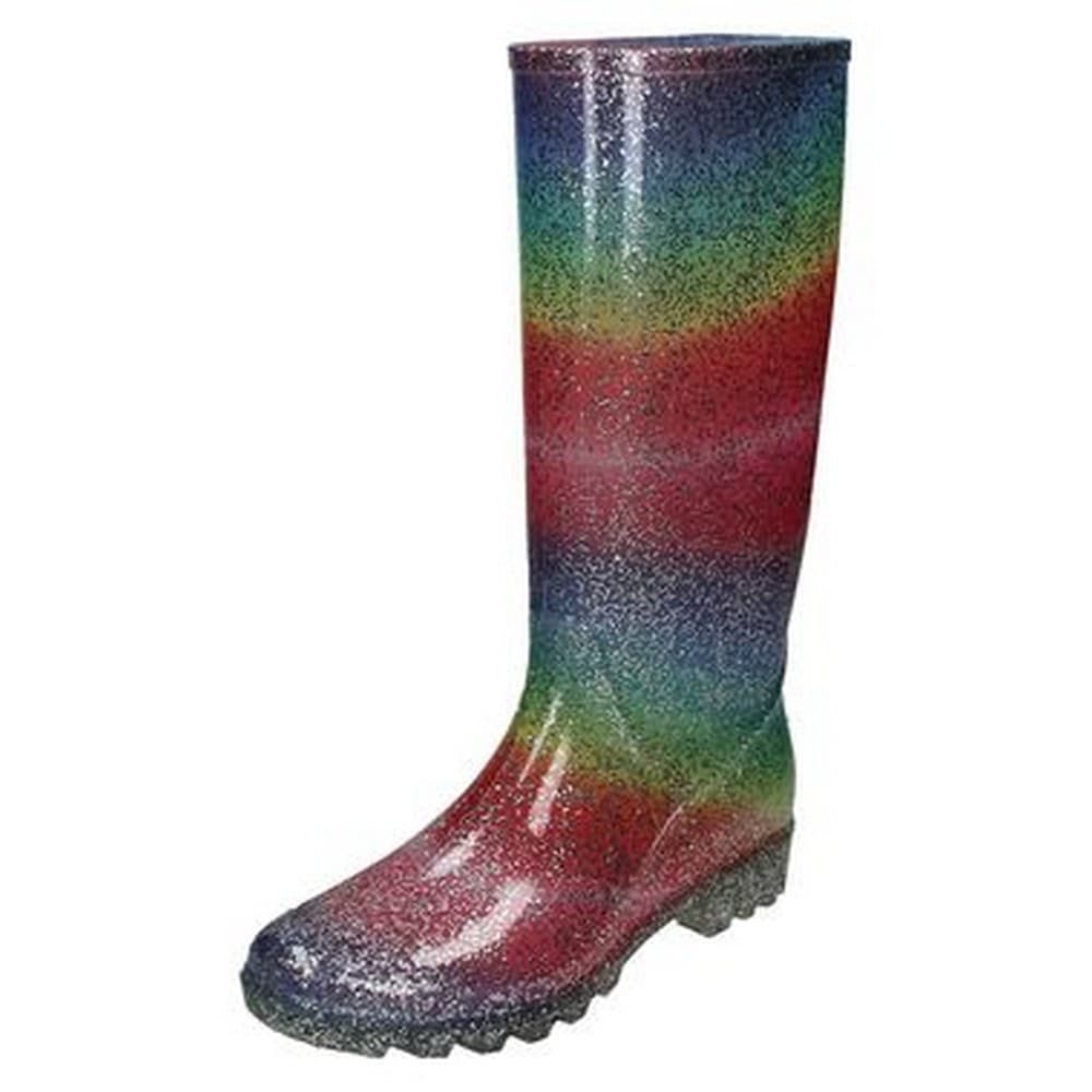Spot On Womens/Ladies Spot On Rainbow Glitter Wellingtons