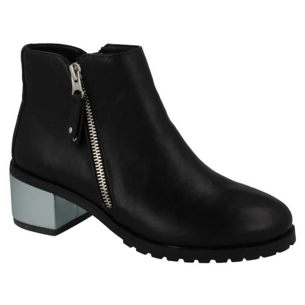 Anne Michelle Kvinnor / Damer Metallic Block Heel Ankle Boots
