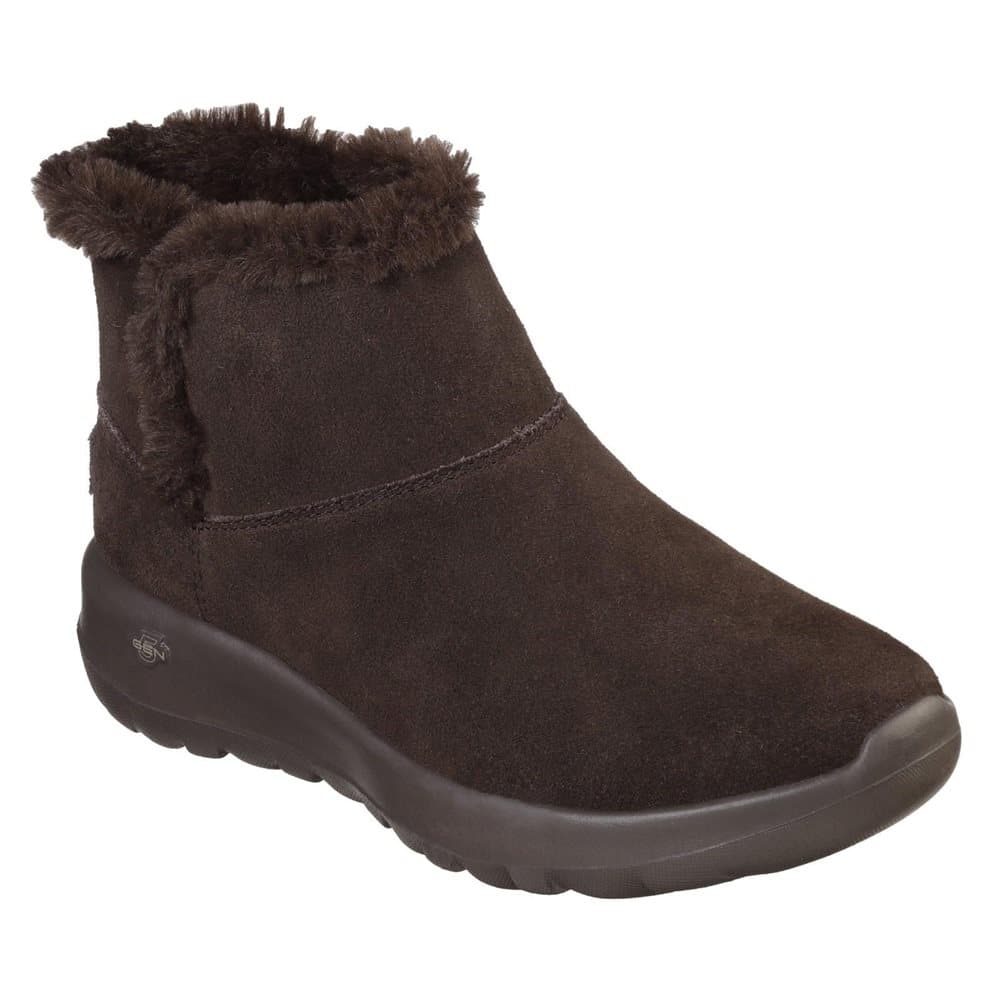 Skechers Go Walk Joy Womens/Ladies Leather Faux Fur Ankle Boot