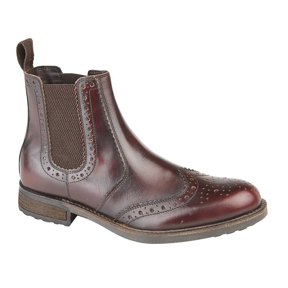 Roamers Mens Softie Leather Twin Gusset Brogue Ankle Boots