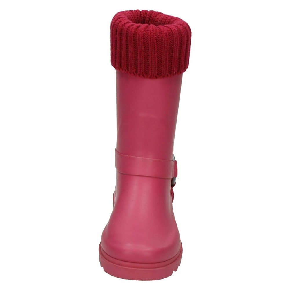 Spot On Childrens Girls Rubber Turn Collar Wellington Boots With Ring Strap Detail