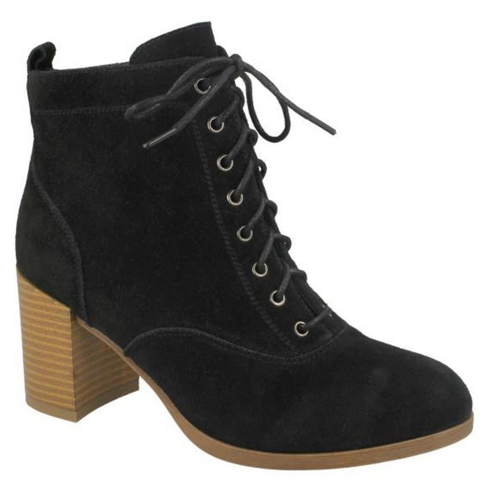 Down To Earth Womens/Ladies Suede Leather High Stack Heel Ankle Boots