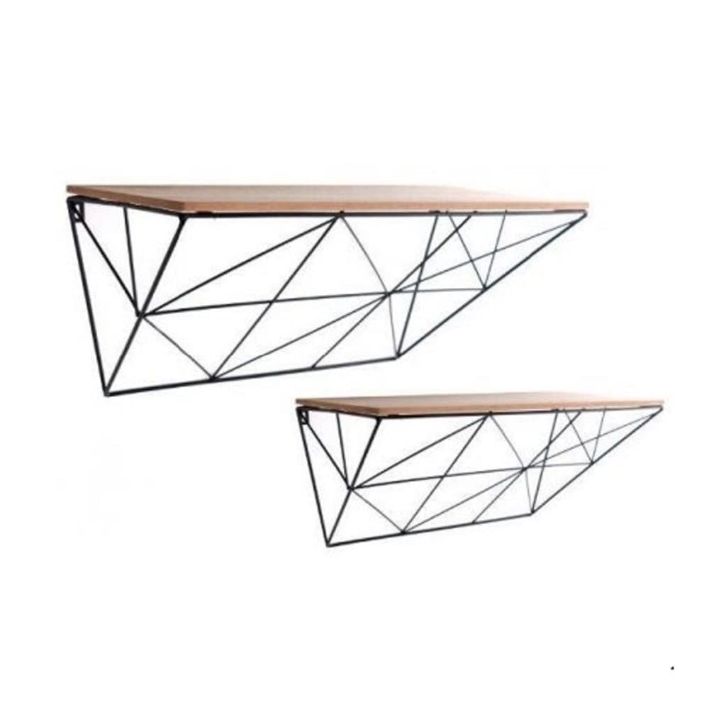 Geometric Black Wire Shelves (Set of 2)