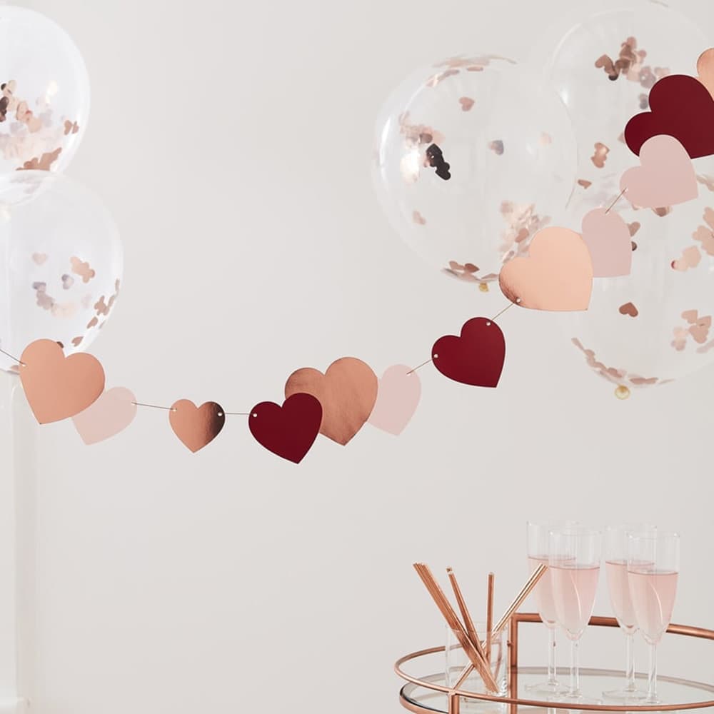 Guirlande med Hjerter Roséguld/Lyserød/Rød