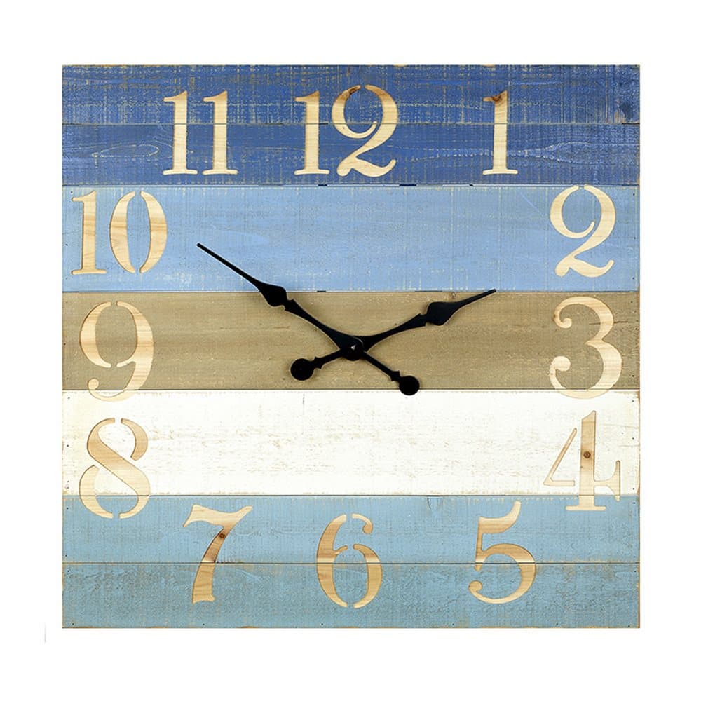 Wooden Blue Stiped Clock