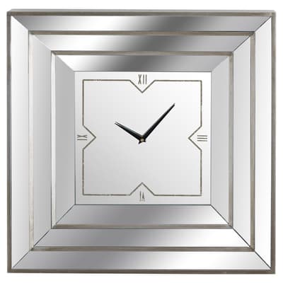Hill Interiors Mirrored Square Wall Clock