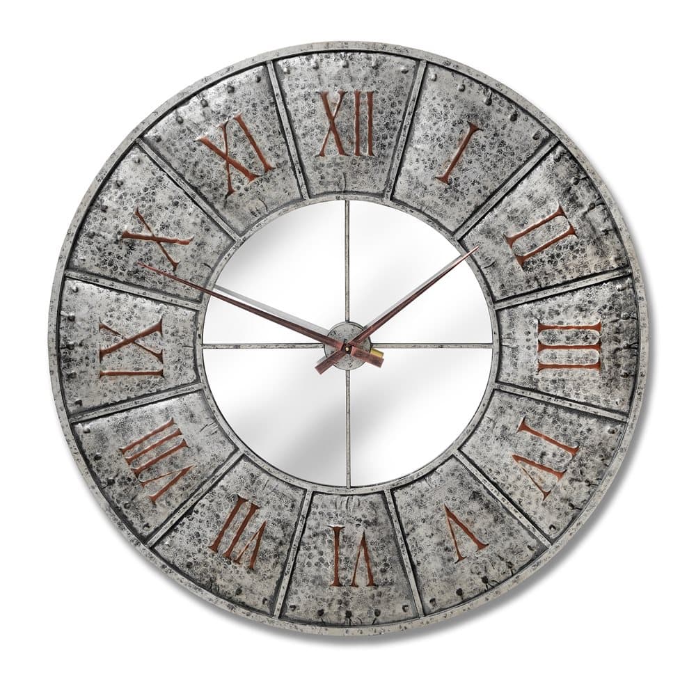 Hill Interiors Hammered Industrial Mirrored Clock
