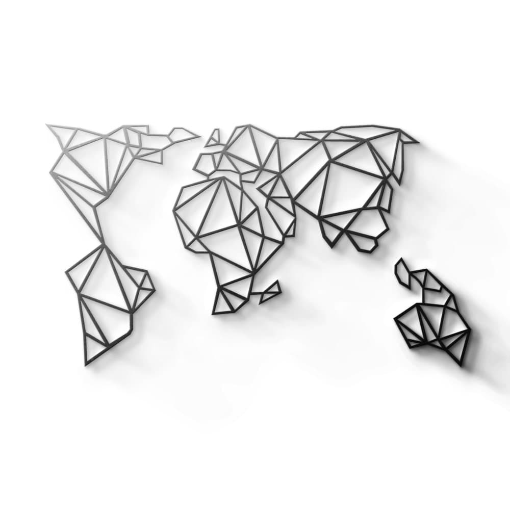 Metal Wall Art - Geometric World Map
