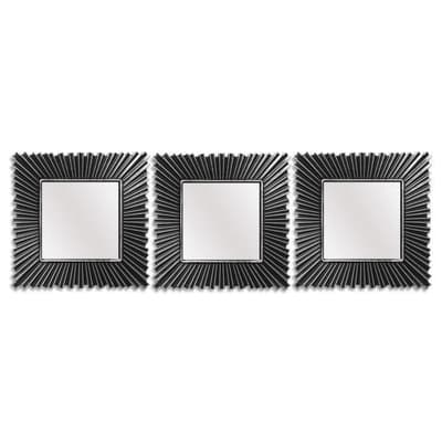 Uppsättning av 3 klassiska fyrkantiga speglar - 25x25 cm - Svart