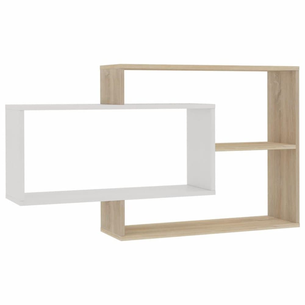 vidaXL Vegghyller hvit og sonoma eik 104x20x60 cm sponplate