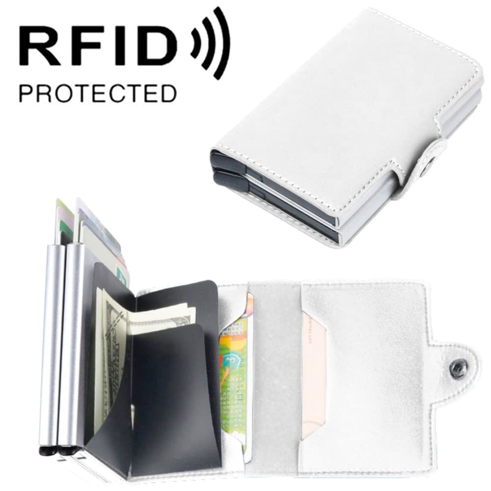 Korthållare / Plånbok 14 kort - RFID-skydd - Vit