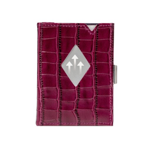 Bild av Exklusiv RFID Plånbok Korthållare med Myntfack i Äkta Skinn | EXENTRI Multiwallet | Caiman Purple
