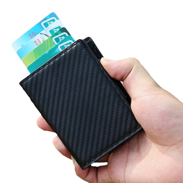 Carbon RFID-skyddad korthållare pop-up