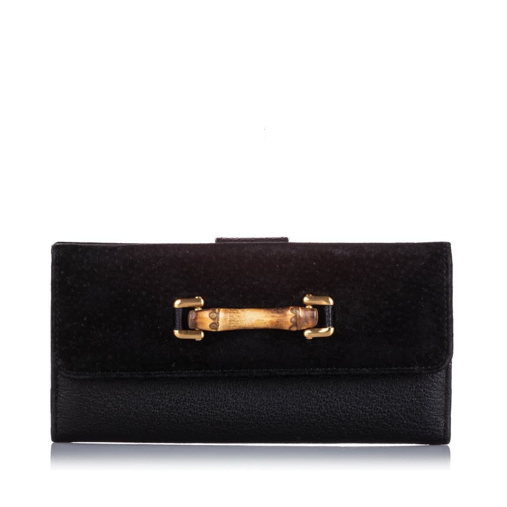 Gucci Bamboo Suede Wallet Black